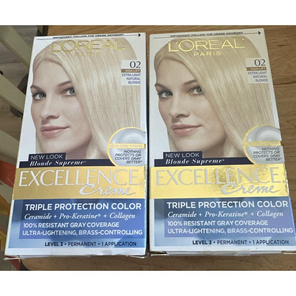 L'Oreal Excellence Creme‎ 02 High-Lift Extra Light Natural Blonde - Lot of 2